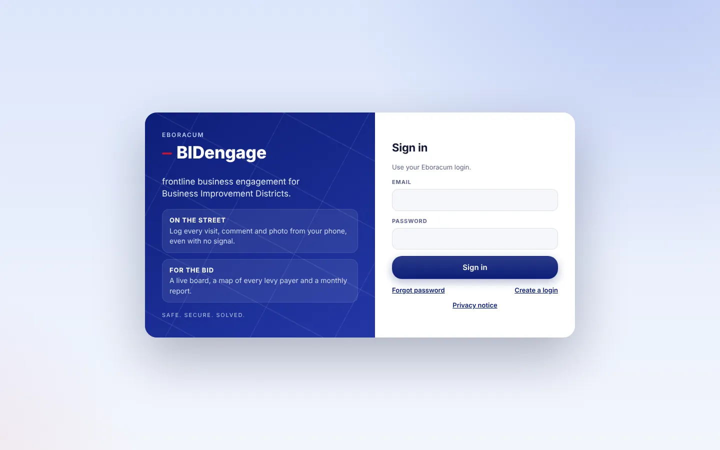 Sign-in screen on desktop