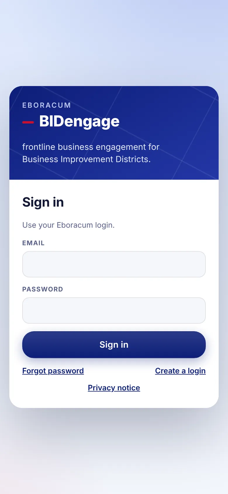 Sign-in screen on a phone